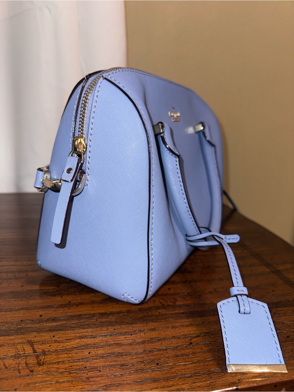 Kate Spade New York Powder Blue Saffiano Leather Satchel Crossbody Purse - Picture 7 of 9